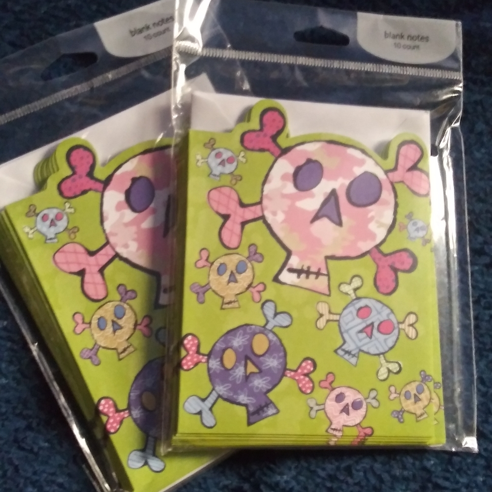 2 packages blank Skull note cards